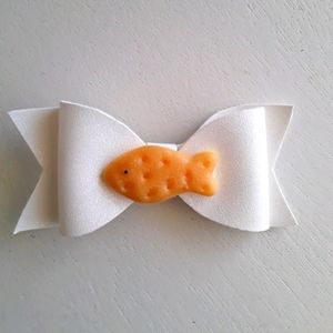 Goldfish cracker (plastic) hair bow
